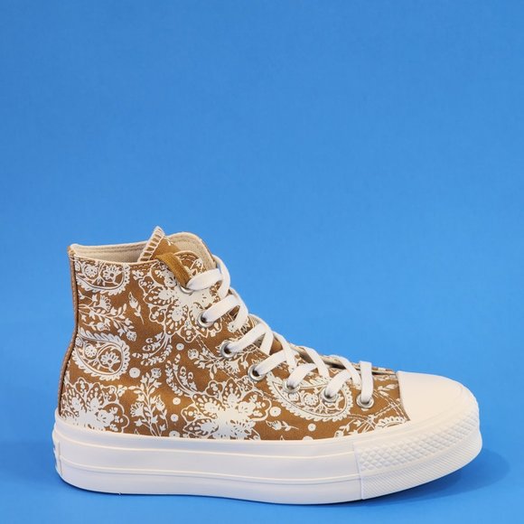 Converse CTAS Hi Lift Fall Florals Wheat Women's Platform Sneakers 572541C NWT - Picture 2 of 6